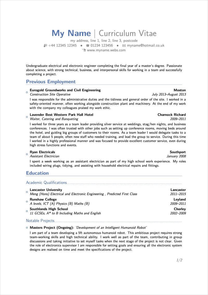 Detail Latex Cv Template Nomer 45