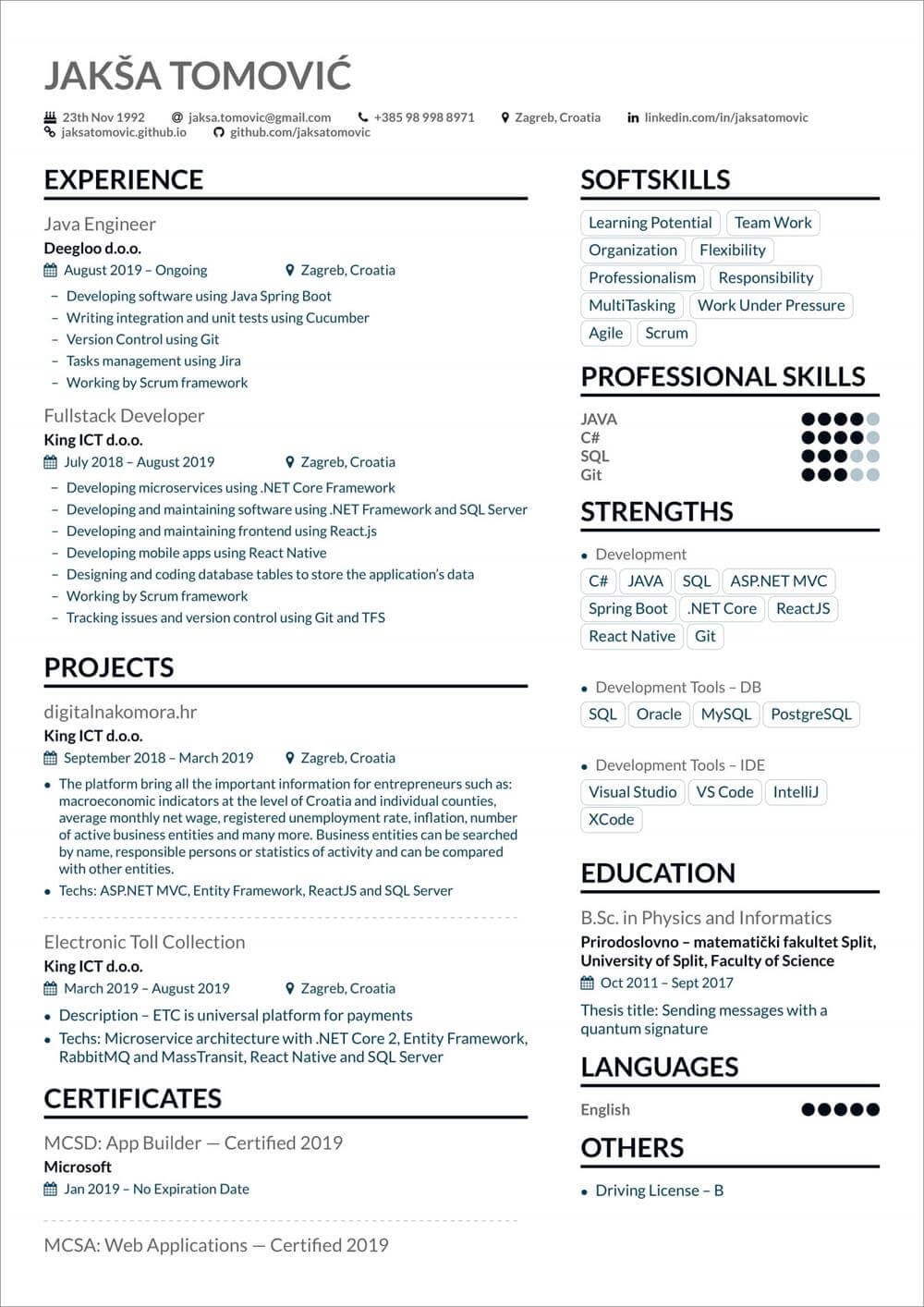 Detail Latex Cv Template Nomer 7