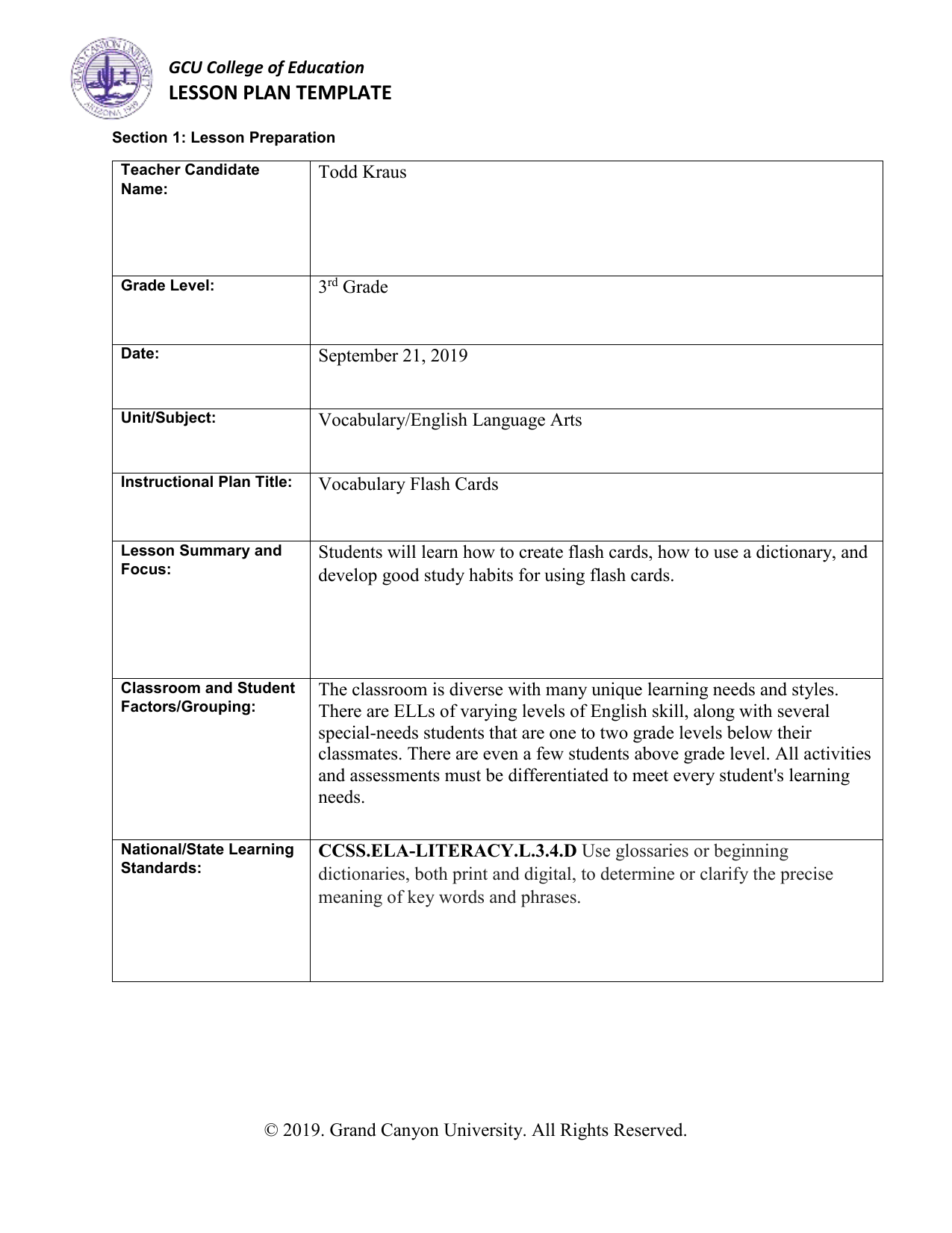 Detail Learning Focused Lesson Plan Template Nomer 21