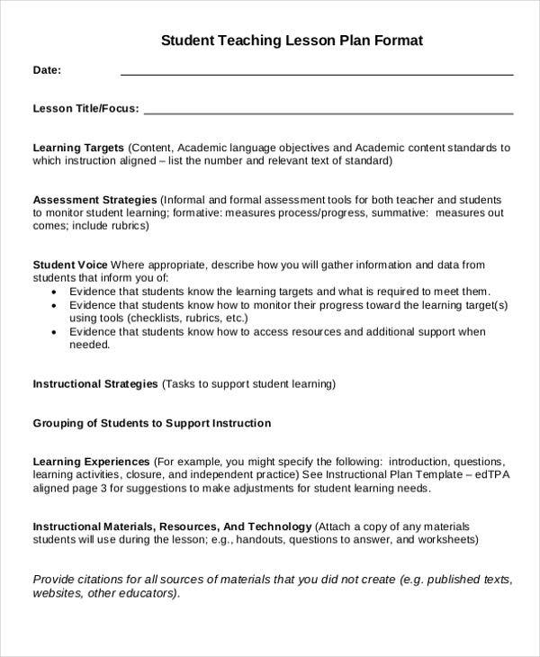 Detail Learning Focused Lesson Plan Template Nomer 45