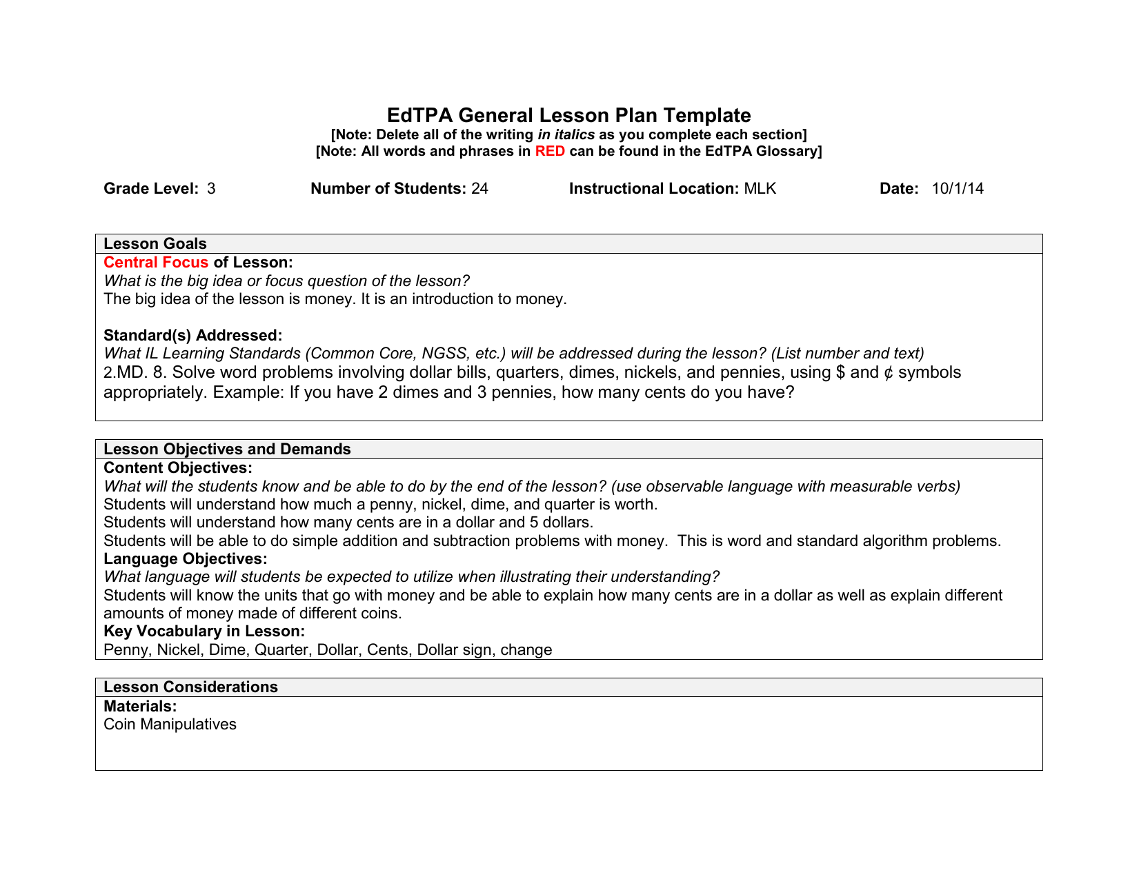 Detail Learning Focused Lesson Plan Template Nomer 48
