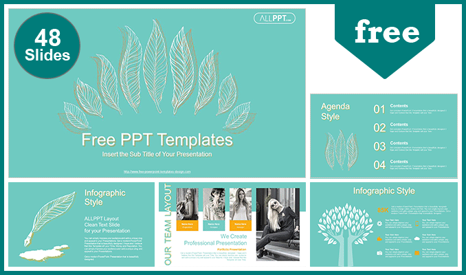 Detail Leaves Ppt Template Nomer 35