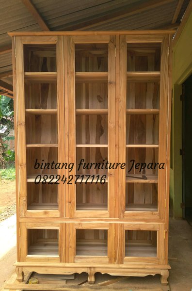 Detail Lemari Buku Jati Minimalis Nomer 11