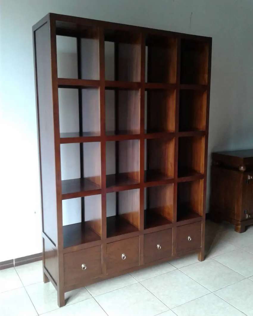 Detail Lemari Buku Jati Minimalis Nomer 27