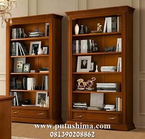 Detail Lemari Buku Jati Minimalis Nomer 31