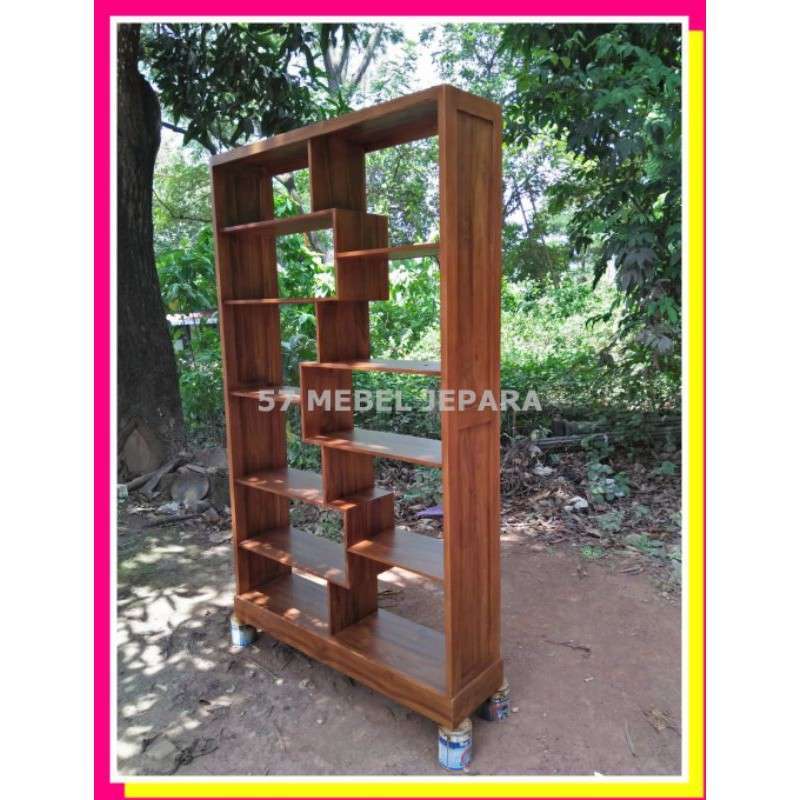 Detail Lemari Buku Jati Minimalis Nomer 39