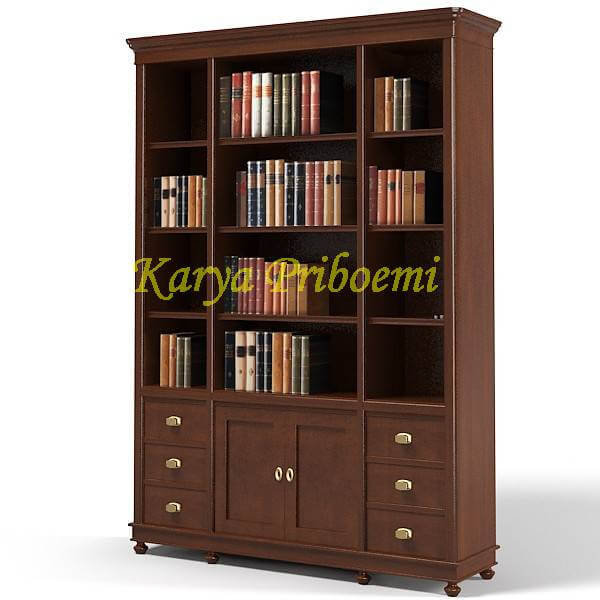 Detail Lemari Buku Jati Minimalis Nomer 6
