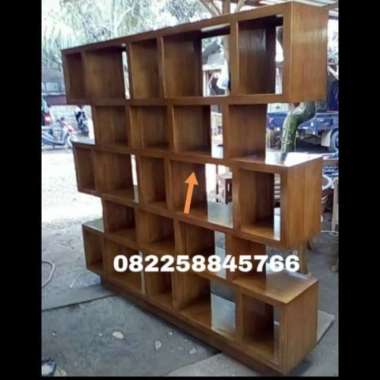 Detail Lemari Buku Jati Minimalis Nomer 48