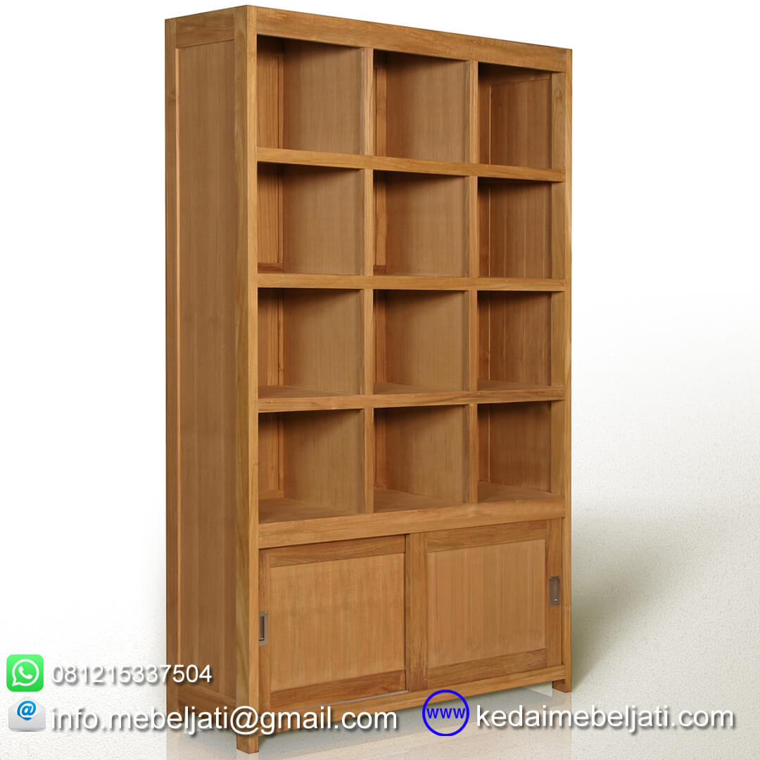 Detail Lemari Buku Jati Minimalis Nomer 7
