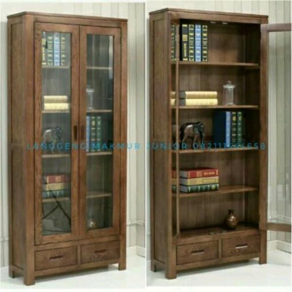 Detail Lemari Buku Jati Minimalis Nomer 8