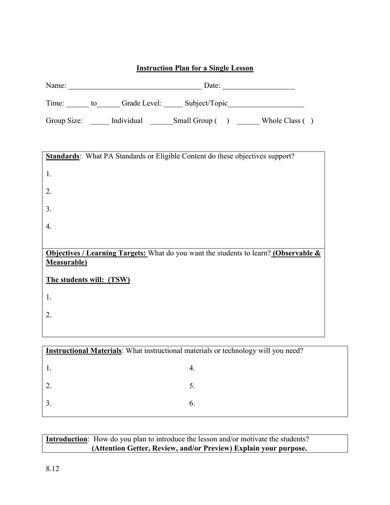 Detail Lesson Plan Template Doc Nomer 35
