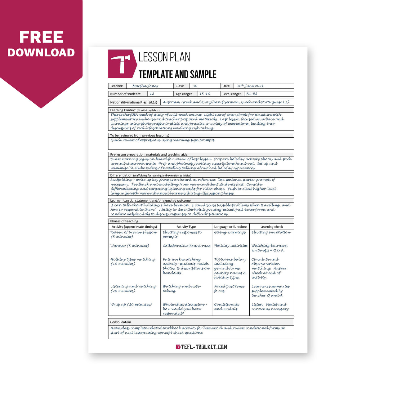 Detail Lesson Plan Template Doc Nomer 40