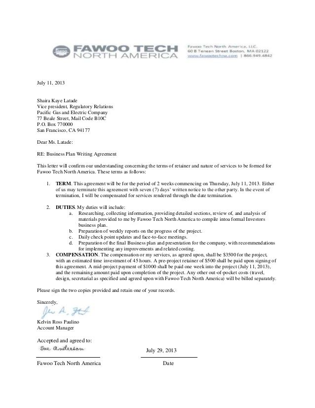 Detail Letter Of Agreement Template Nomer 18