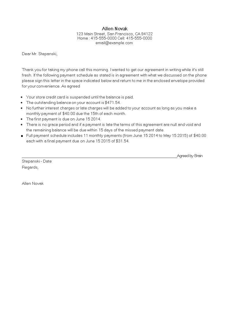 Detail Letter Of Agreement Template Nomer 23