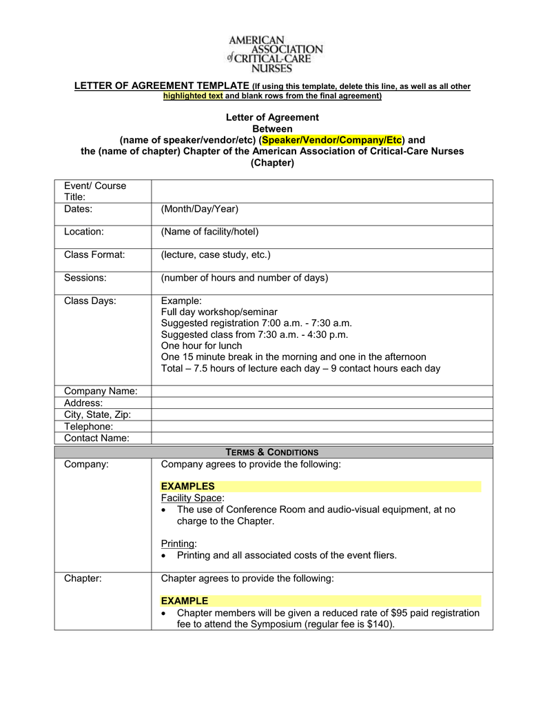 Detail Letter Of Agreement Template Nomer 27