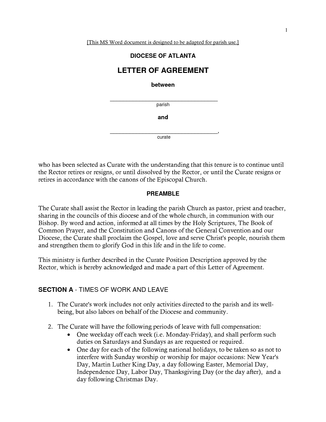 Detail Letter Of Agreement Template Nomer 28