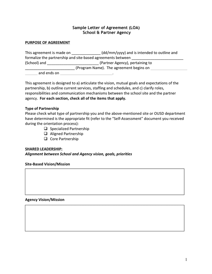 Detail Letter Of Agreement Template Nomer 33