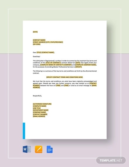 Detail Letter Of Agreement Template Nomer 38
