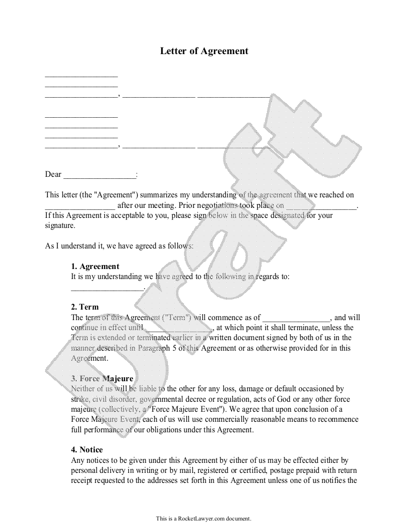 Detail Letter Of Agreement Template Nomer 5