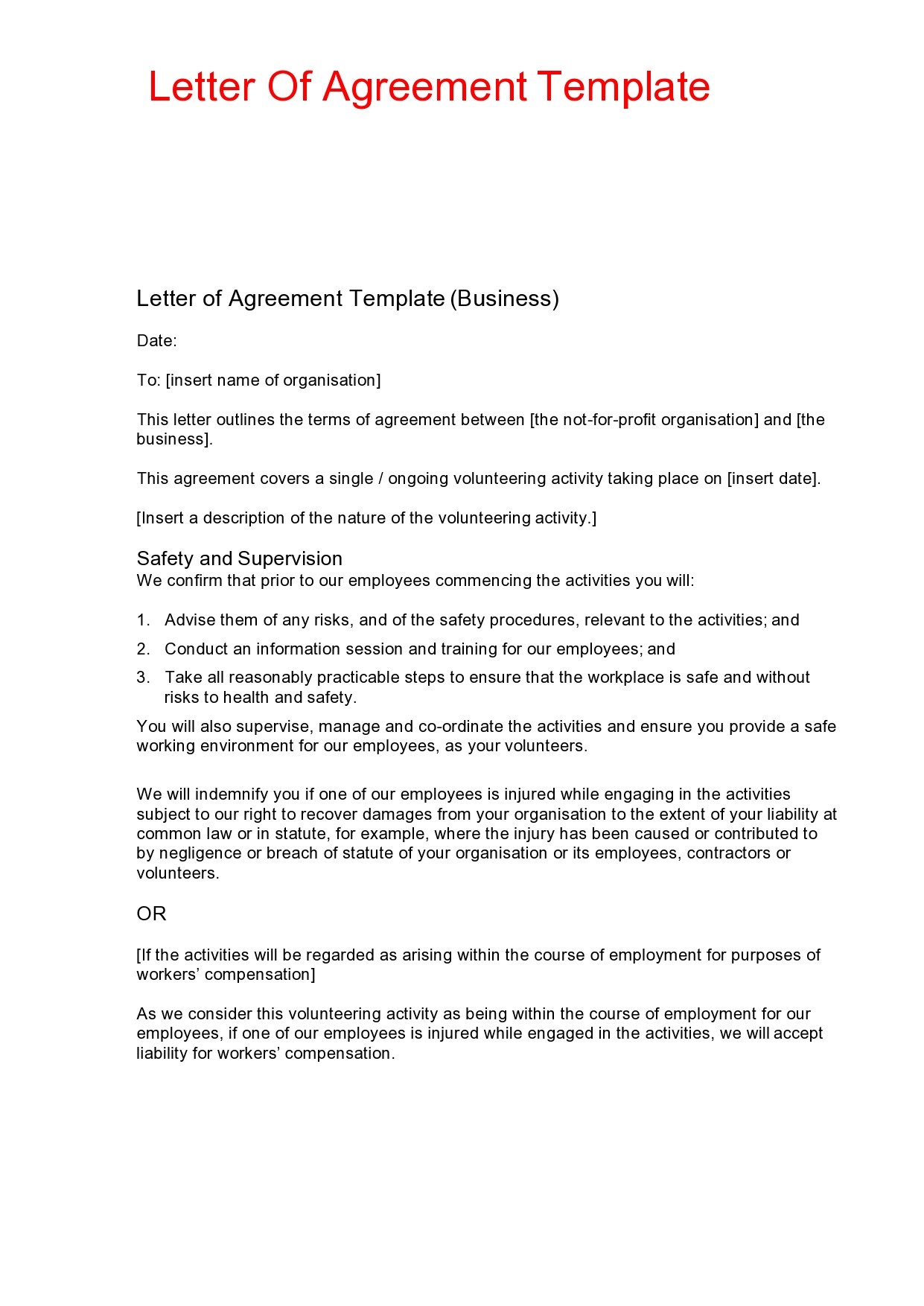 Detail Letter Of Agreement Template Nomer 50