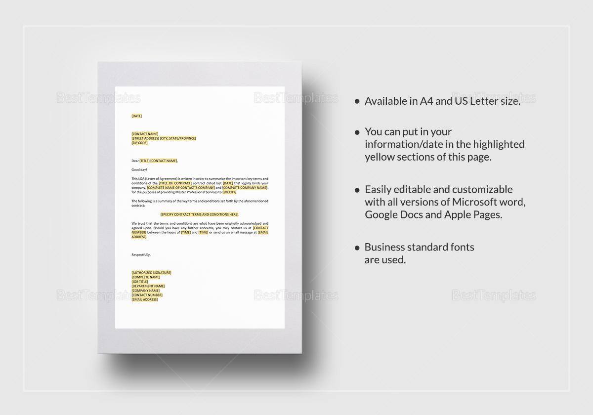 Detail Letter Of Agreement Template Nomer 51