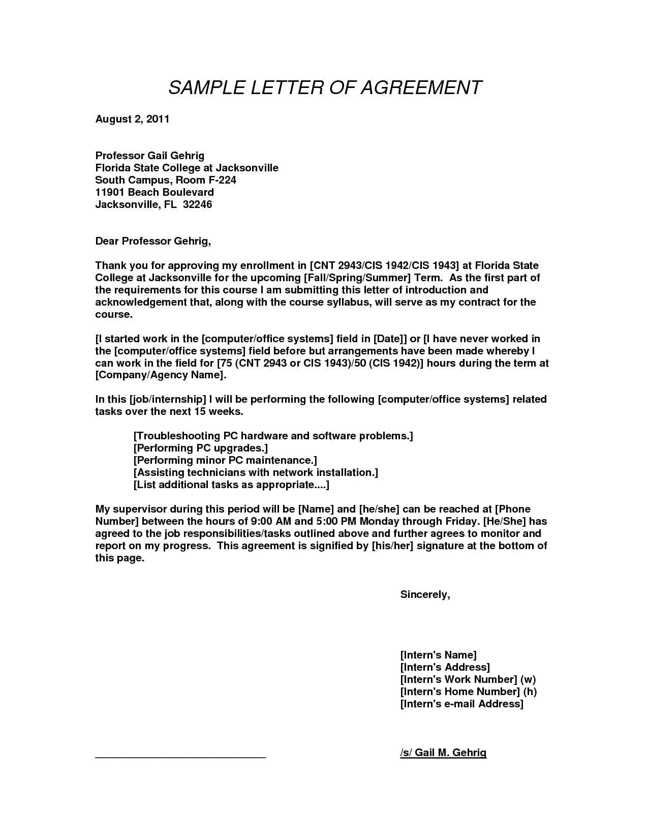 Detail Letter Of Agreement Template Nomer 9