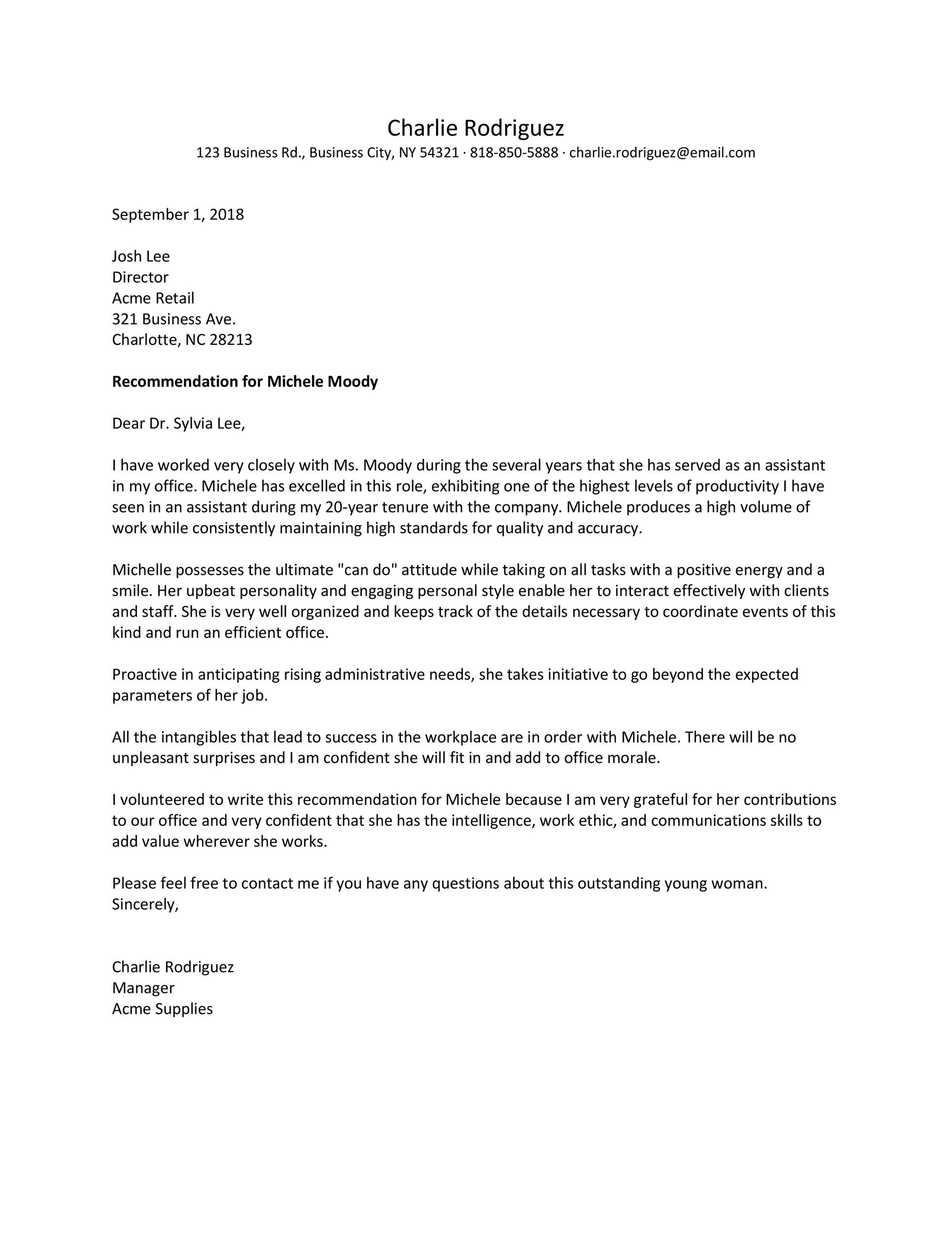 Detail Letter Of Recommendation Template Nomer 23