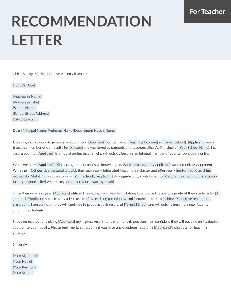 Letter Of Recommendation Template 56 Koleksi Gambar