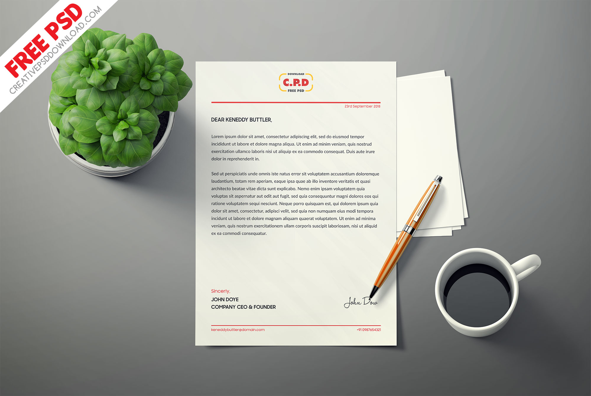 Detail Letterhead Mockup Template Free Nomer 14