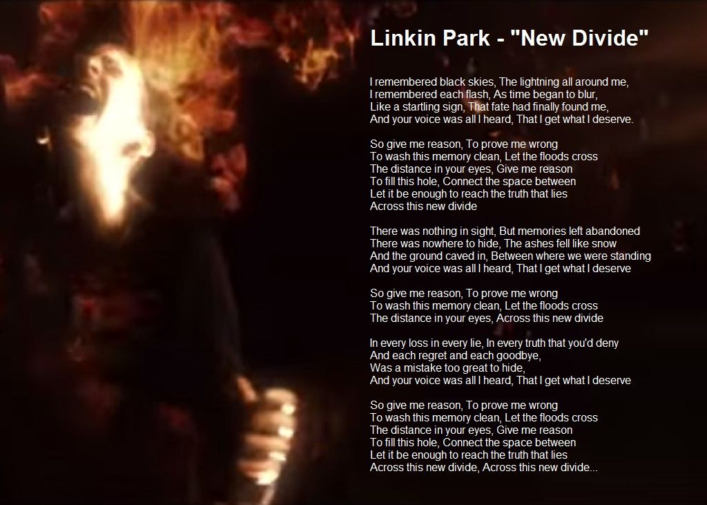 Detail Lirik Linkin Park New Divide Nomer 2