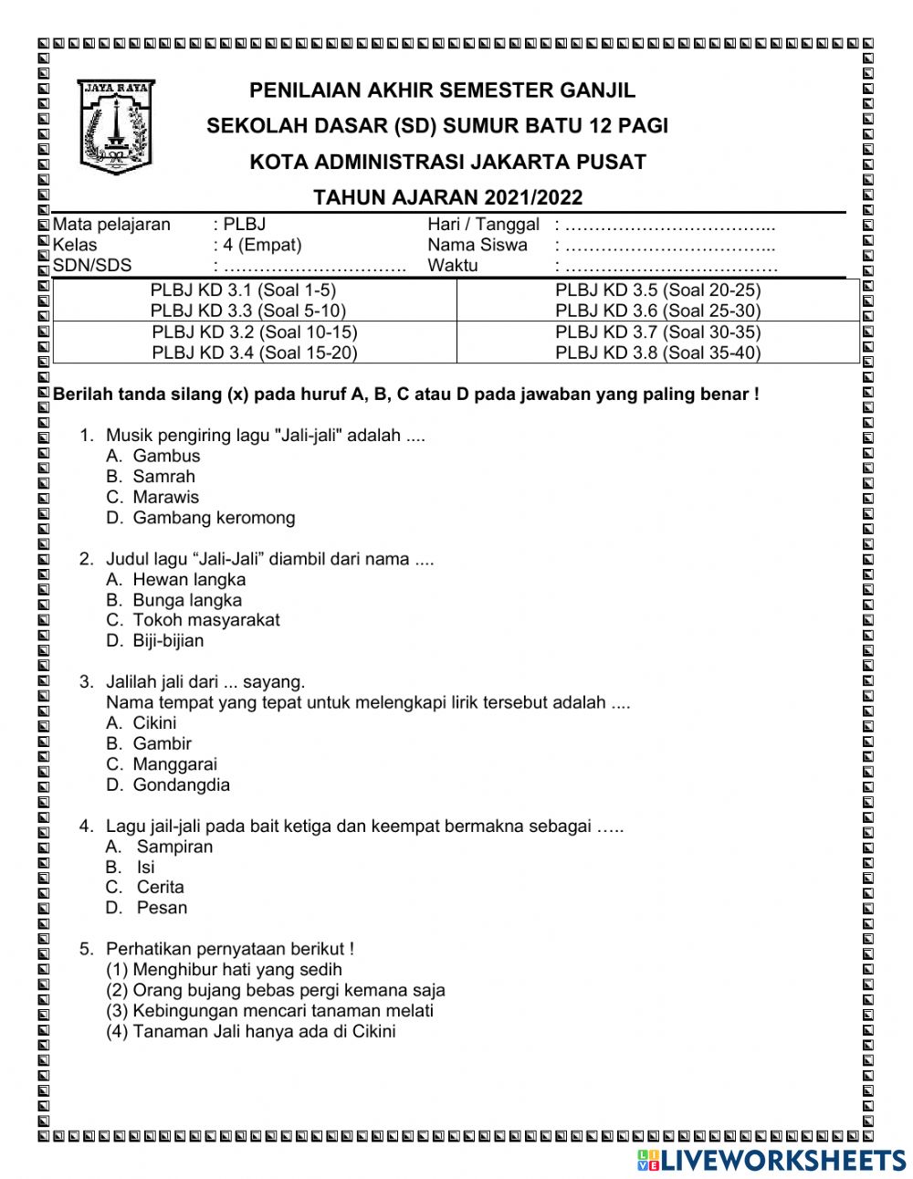 Detail Lirik Rumah Bujang Nomer 35