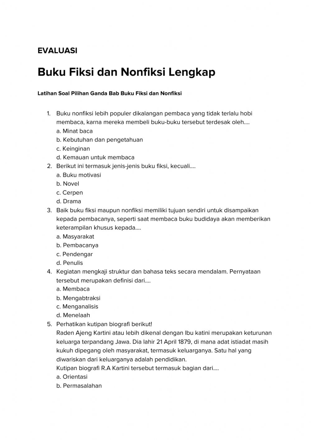 Detail Literasi Buku Fiksi Dan Nonfiksi Nomer 5