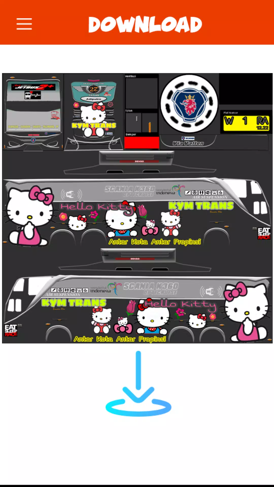 Detail Livery Bus Hello Kitty Nomer 9