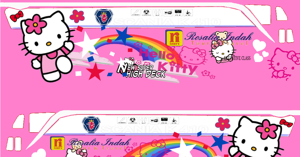Detail Livery Bus Hello Kitty Nomer 12