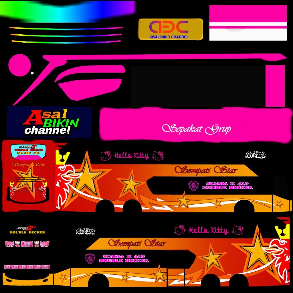 Detail Livery Bus Hello Kitty Nomer 13