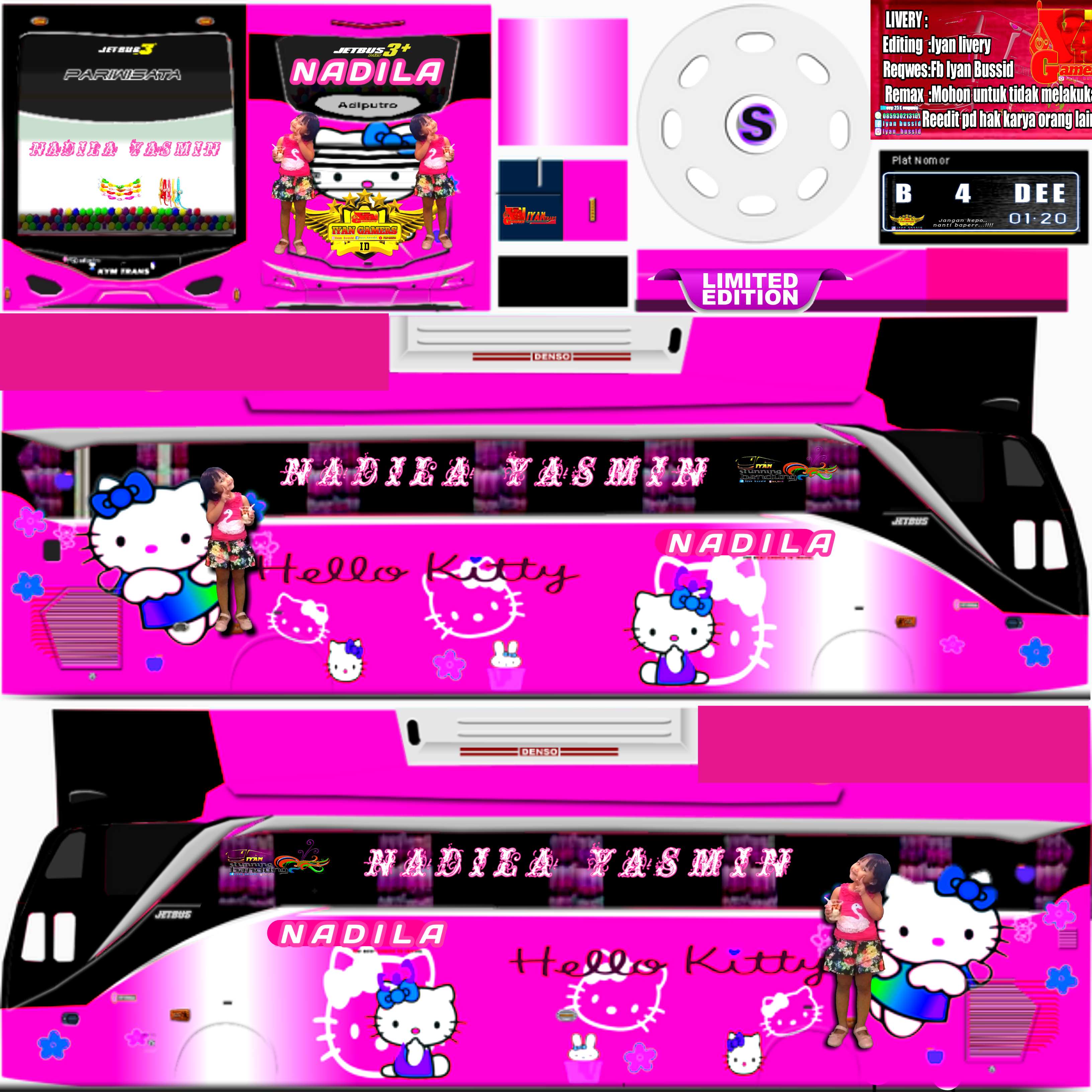 Detail Livery Bus Hello Kitty Nomer 3