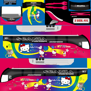 Detail Livery Bus Hello Kitty Nomer 27