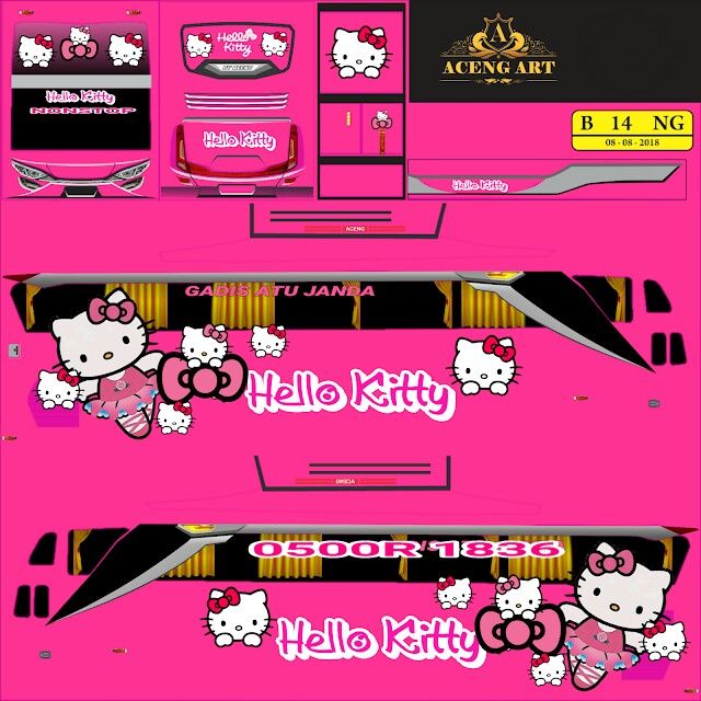 Detail Livery Bus Hello Kitty Nomer 4