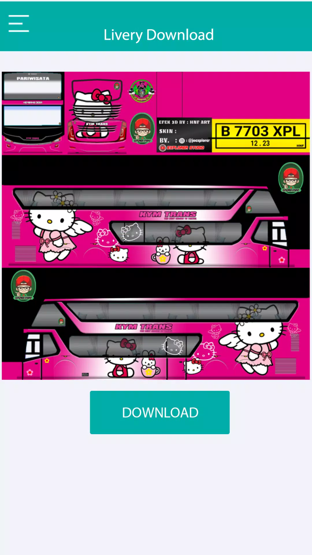 Detail Livery Bus Hello Kitty Nomer 34
