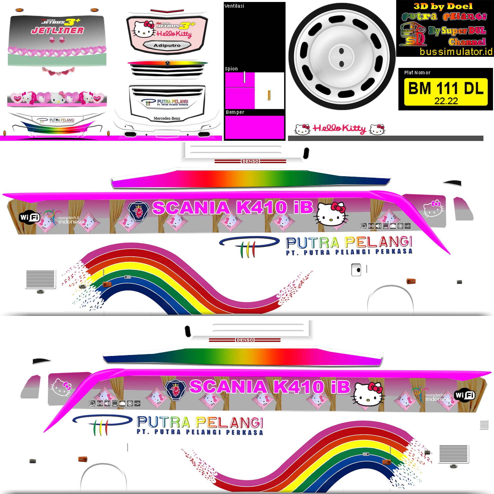 Detail Livery Bussid Hello Kitty Nomer 13