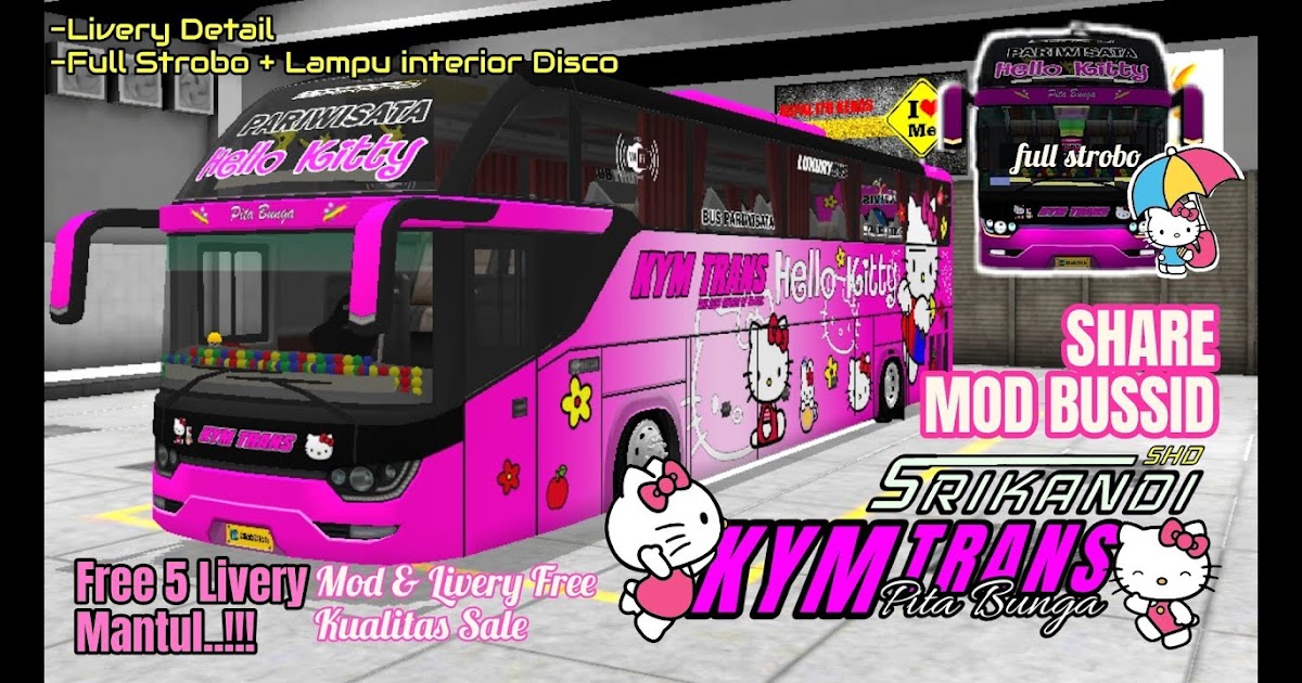 Detail Livery Bussid Hello Kitty Nomer 37