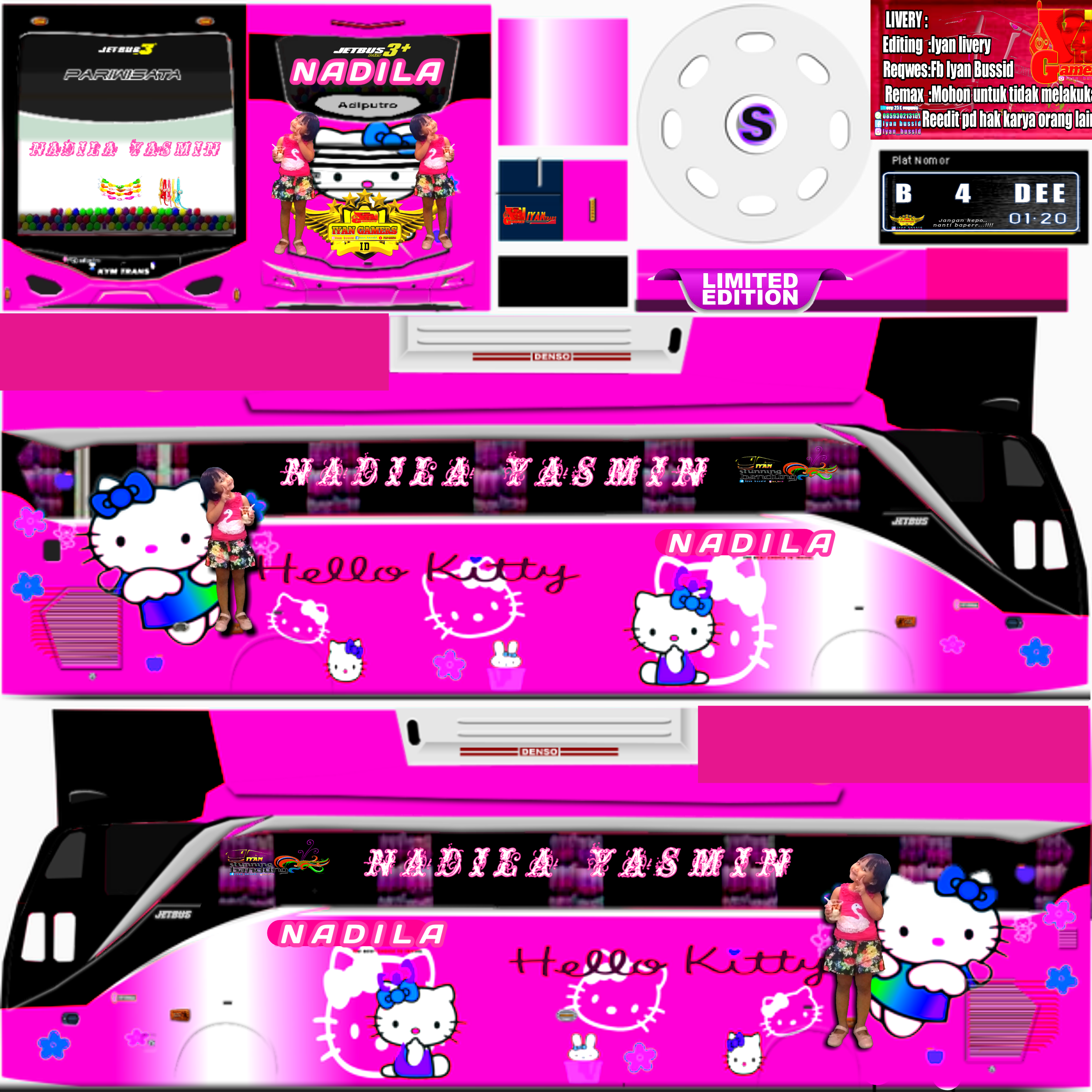 Detail Livery Hello Kitty Nomer 24
