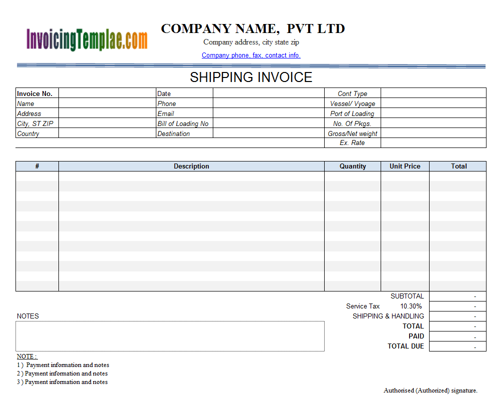 Detail Logistics Invoice Template Nomer 22
