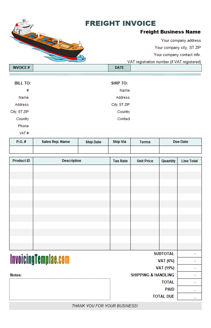 Detail Logistics Invoice Template Nomer 57