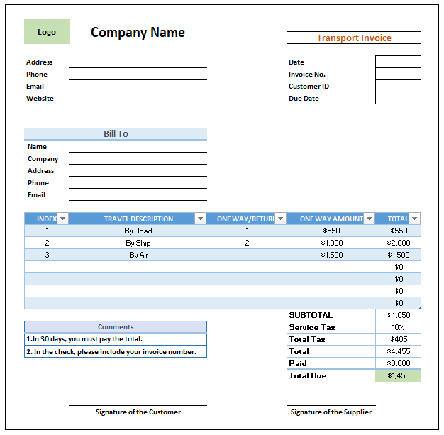 Detail Logistics Invoice Template Nomer 7