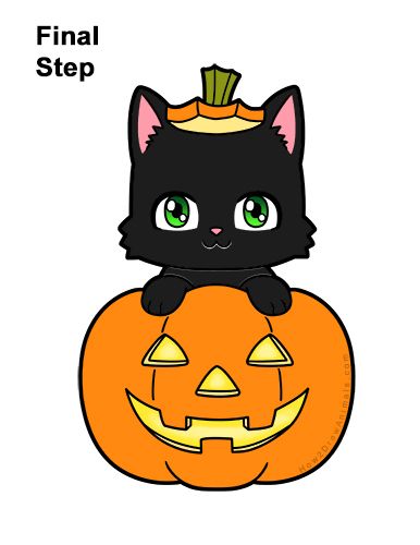 Detail Cat Halloween Drawing Nomer 21