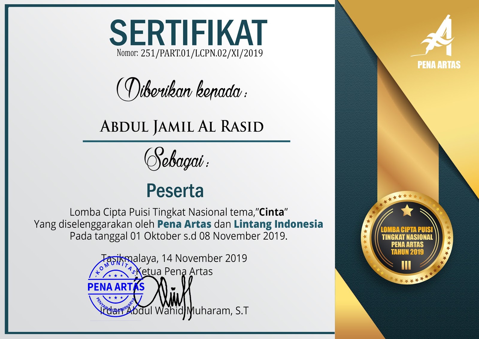 Detail Lomba Menulis Puisi Online 2019 Nomer 39