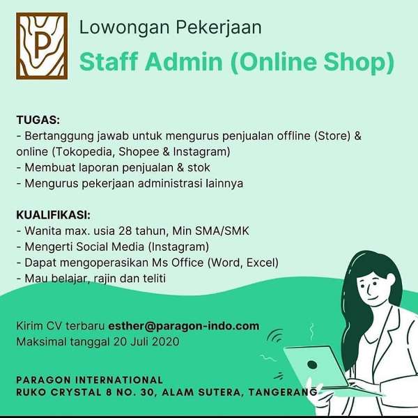 Detail Lowongan Admin Online Shop Di Rumah Nomer 7