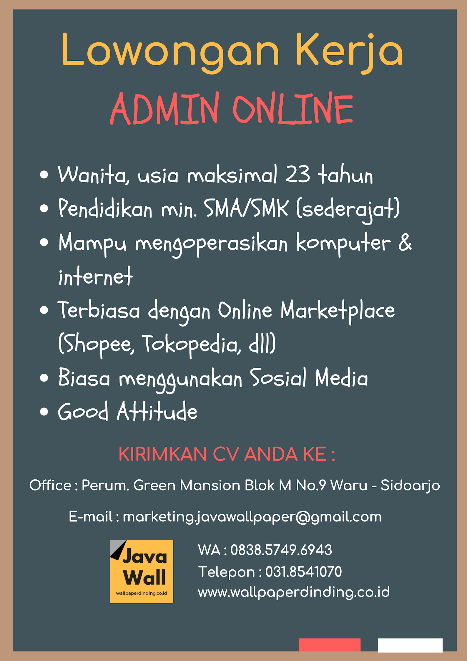 Detail Lowongan Admin Online Shop Kerja Di Rumah Nomer 18