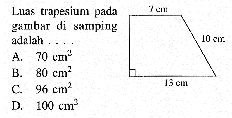 Detail Luas Trapesium Pada Gambar Di Samping Adalah Nomer 13